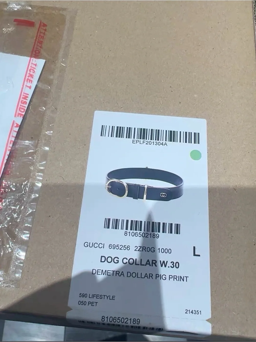 NWT Gucci Pet Collar Black Leather Gold-Tone Buckle